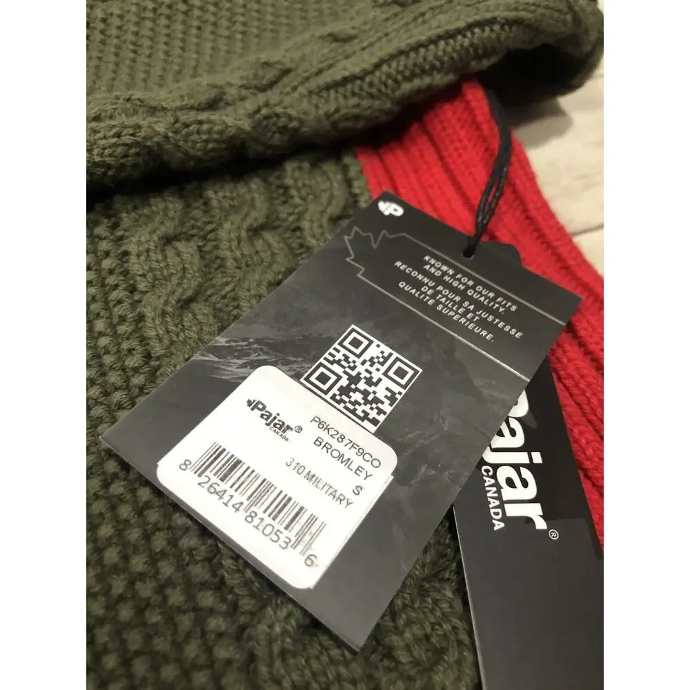 Pajar Canada Sweater Mens Small Cable Knit Green Pullover Sweatshirt N77